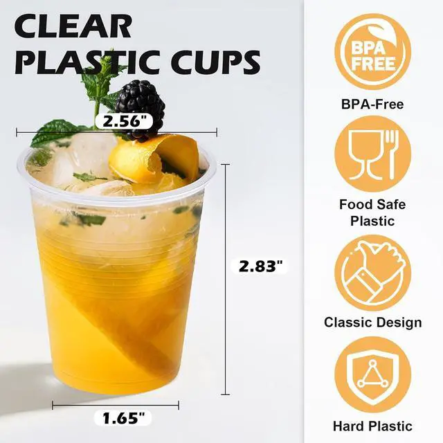 Alt view image 2 of 6 - BYSNOW 100 Pack 5 oz Clear Plastic Cups, Small Disposable Bathroom Cups | Disposable Mouthwash Cups, PP Plastic Drinking Cups for Party, Picnic, Wedding, Travel, Coffee, Soda, Juice