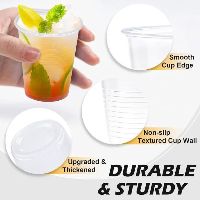 Alt view image 3 of 6 - BYSNOW 100 Pack 5 oz Clear Plastic Cups, Small Disposable Bathroom Cups | Disposable Mouthwash Cups, PP Plastic Drinking Cups for Party, Picnic, Wedding, Travel, Coffee, Soda, Juice