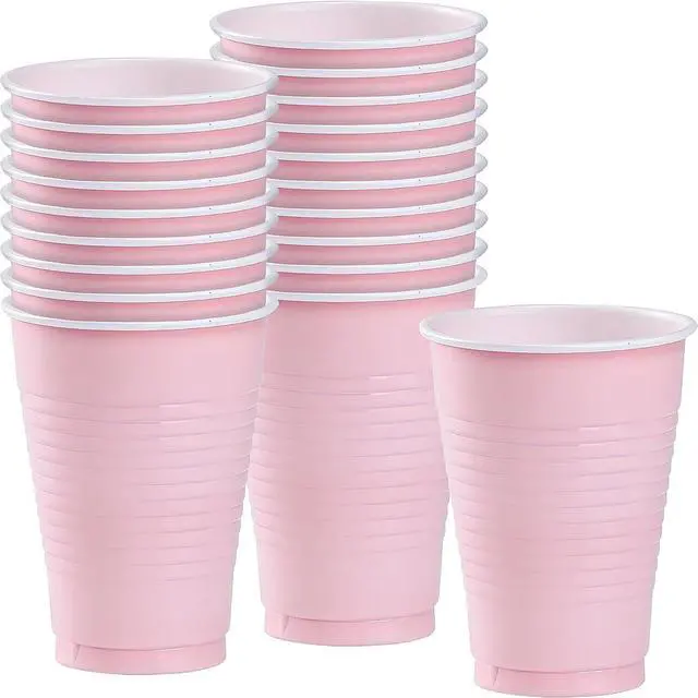 Main image of Pink Solid Color Plastic Party Cup (12 Oz.) 20 Count - Premium Quality and Durable, Perfect for Any Celebration