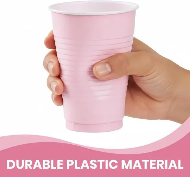 Alt view image 3 of 6 - Pink Solid Color Plastic Party Cup (12 Oz.) 20 Count - Premium Quality and Durable, Perfect for Any Celebration
