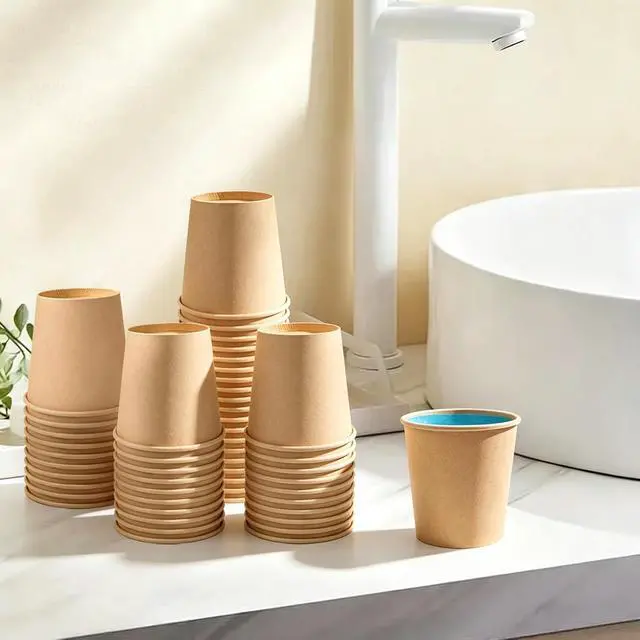 Alt view image 5 of 5 - Lamosi 100 Count 3 oz Kraft Paper Cups, Disposable Small Coffee Cups | Sample Cups for Bathroom, Mouthwash, Party, Picnic