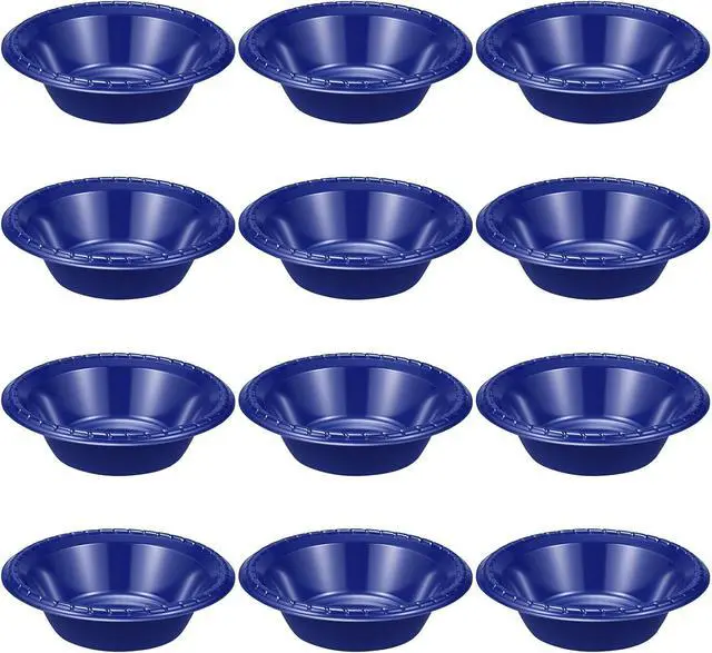 Main image of 12 Pack 16oz Blue Disposable Plastic Bowls Dessert, Ice Cream, Salad, Soup Serving Cups for Party, Picnic, Food Snacks (Blue)
