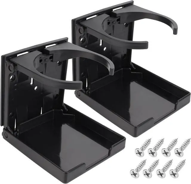 Main image of 2pcs Adjustable Cup Holder, Boat Cup Holder Foldable, ABS, Black