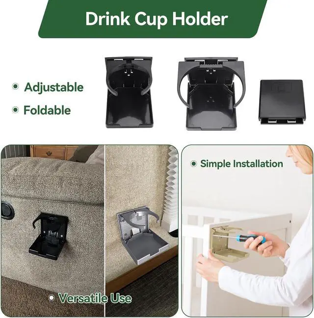 Alt view image 5 of 7 - 2pcs Adjustable Cup Holder, Boat Cup Holder Foldable, ABS, Black