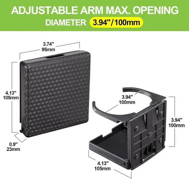 Alt view image 4 of 7 - Spurtar 2pcs Boat Cup Holder 2.36-3.94'' (60-100mm) Adjustable Foldable