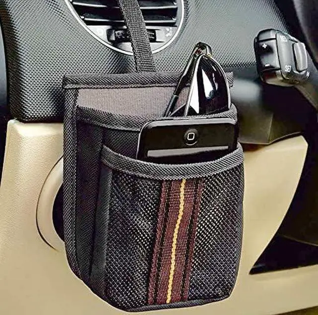 Alt view image 2 of 6 - High Road Air Vent Mount Car Cell Phone Holder with Soft Lined Back Pocket and Front Mesh Storage Pocket