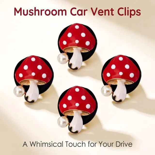 Alt view image 8 of 11 - 4Pcs Red Mushroom Car Accessories Mushroom Car Air Freshener Vent Clips,4 Sizes Cute Clips,Girly Women Accessories,Refillable Diffuser Air Fresheners Accessories