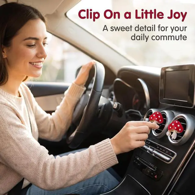 Alt view image 10 of 11 - 4Pcs Red Mushroom Car Accessories Mushroom Car Air Freshener Vent Clips,4 Sizes Cute Clips,Girly Women Accessories,Refillable Diffuser Air Fresheners Accessories
