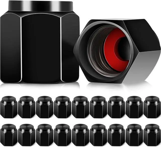 Main image of Mudder 20 Pcs Black Aluminum Valve Stem Caps with O-Ring Seal Stem Covers