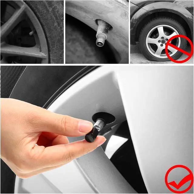 Alt view image 2 of 6 - Mudder 20 Pcs Black Aluminum Valve Stem Caps with O-Ring Seal Stem Covers