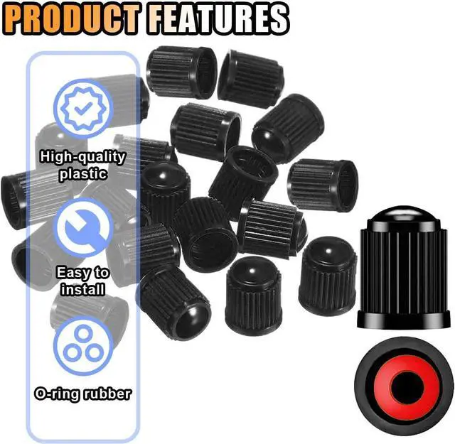 Alt view image 4 of 5 - KITUREK 20PCS Tire Valve Stem Caps, Anti-Corrosion Universal for Car, Black