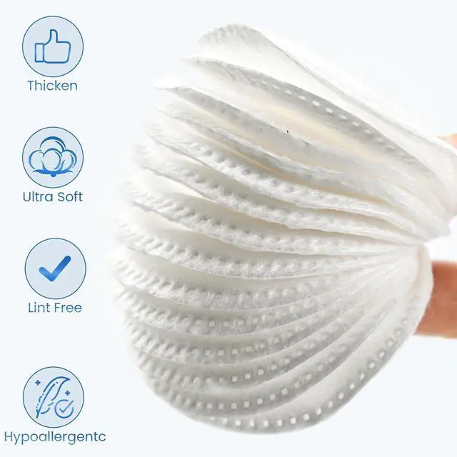 Alt view image 4 of 7 - 160PCS Cotton Rounds, Cotton Pads for Face, Soft Lint-Free Super Absorbent