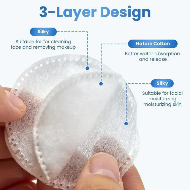 Alt view image 5 of 7 - 160PCS Cotton Rounds, Cotton Pads for Face, Soft Lint-Free Super Absorbent