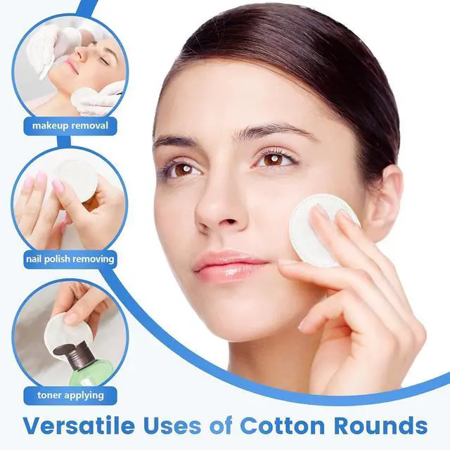 Alt view image 3 of 7 - 160PCS Cotton Rounds, Cotton Pads for Face, Soft Lint-Free Super Absorbent