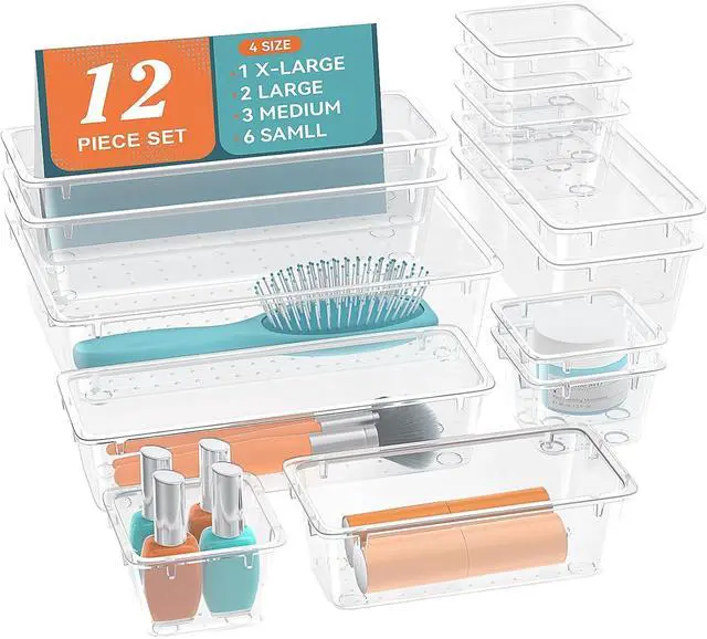 Main image of 12 PCS Drawer Organizer Set, Makeup Organizers, Tool Storage Trays