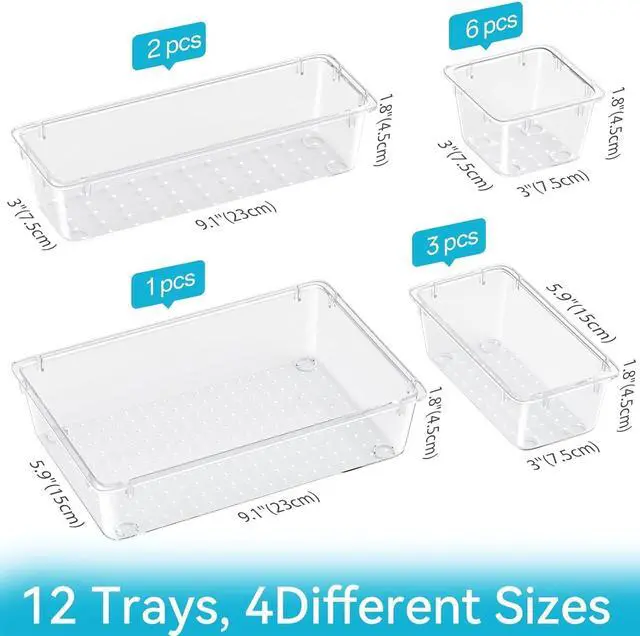 Alt view image 2 of 7 - 12 PCS Drawer Organizer Set, Makeup Organizers, Tool Storage Trays