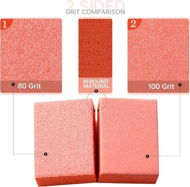 Alt view image 8 of 8 - Maryton Mini Nail Buffer Blocks - 80/100 Grit for Acrylic Nails, 50 Count | Professional Salon Orange Buffers, Buff Nails Prior to Application of Gel Polish, Acrylic, Manicure