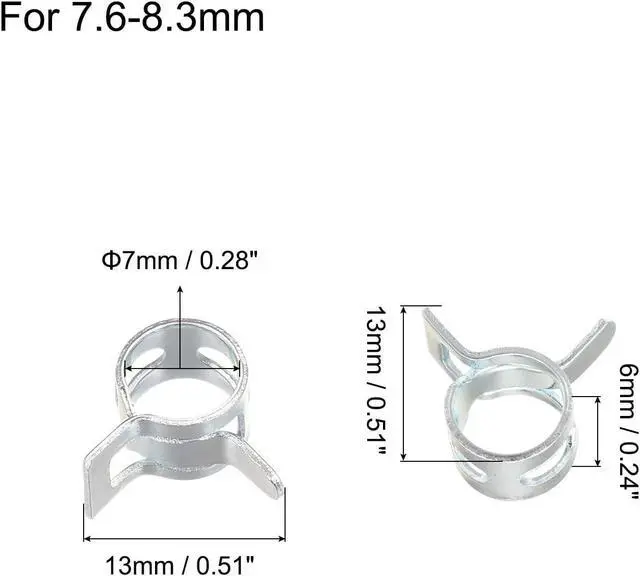 Alt view image 2 of 7 - uxcell 10pcs 7mm Spring Band Type Action Fuel/Silicone Vacuum Hose Pipe Clamp Low Pressure Air Clip Clamp, Zinc Plated