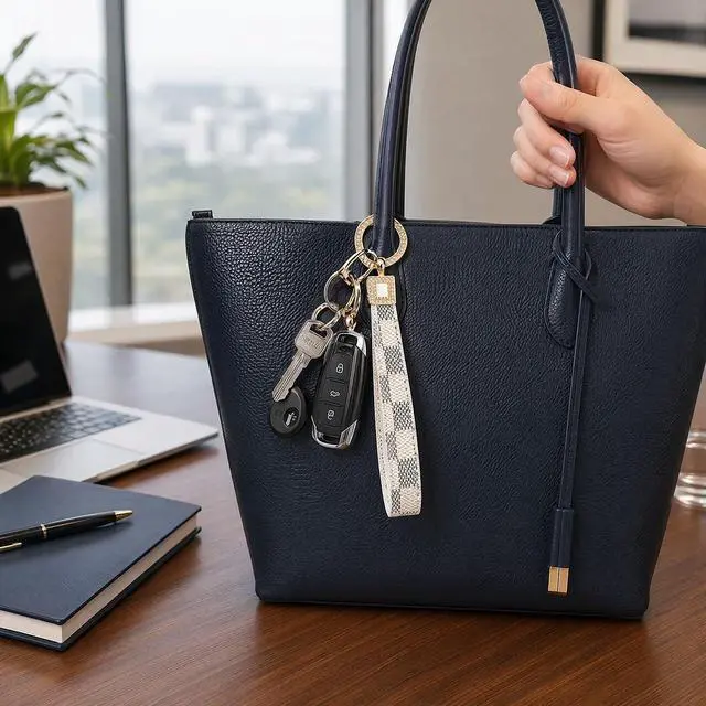 Alt view image 2 of 7 - Leather Wristlet Keychain for Women, Car Key Holder,Bag Purses Totes Charm