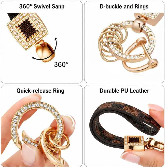 Alt view image 5 of 7 - Leather Wristlet Keychain for Women, Car Key Holder,Bag Purses Totes Charm