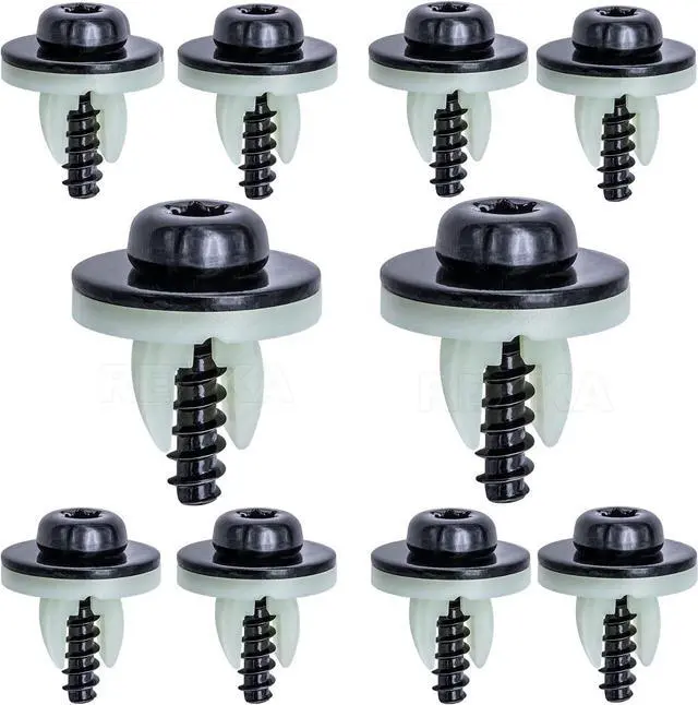Main image of Rexka 10 Sets Engine Splash Shield Screws for Ford - T30 Torx Head Bolts and Grommets for Undertray Engine Fender Liner Deflector Grille for Ford Escape F-150 Edge Focus Fusion C-Max S-Max Lincoln