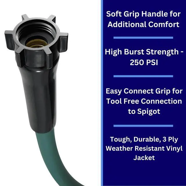Alt view image 2 of 7 - Expert Gardener LightDuty 50 Foot Garden Hose, RustProof Plastic Couplings, WeatherResistant for Residential Lawn & Garden Care