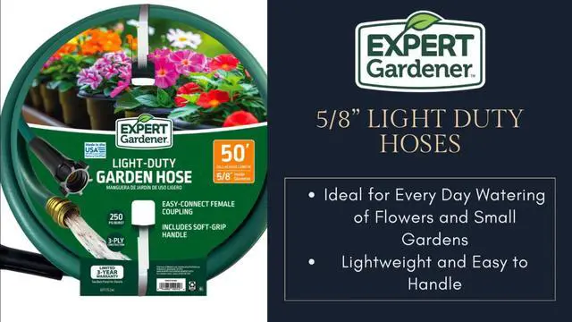 Alt view image 5 of 7 - Expert Gardener LightDuty 50 Foot Garden Hose, RustProof Plastic Couplings, WeatherResistant for Residential Lawn & Garden Care