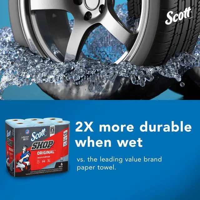 Alt view image 2 of 7 - Scott Shop Towels Original Blue, 24Roll Case (1320 Total Towels), 2X Absorbency for Automotive, Garage and DIY Projects