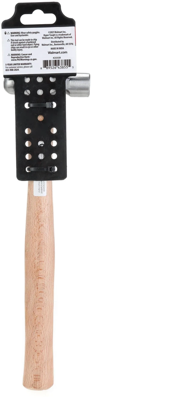 Alt view image 6 of 6 - Hyper Tough 8 Ounce Ball Peen Wood Handled Hammer 4C25252D