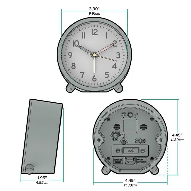 Alt view image 3 of 6 - MainStays Green Mini Analog Alarm Clock