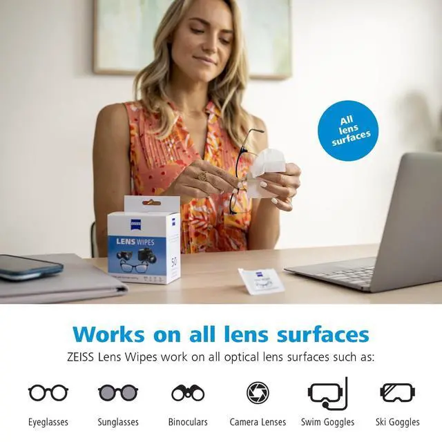 Alt view image 6 of 7 - ZEISS Gentle and Thorough Cleaning Eyeglass Lens Cleaner Wipes, 100 Count
