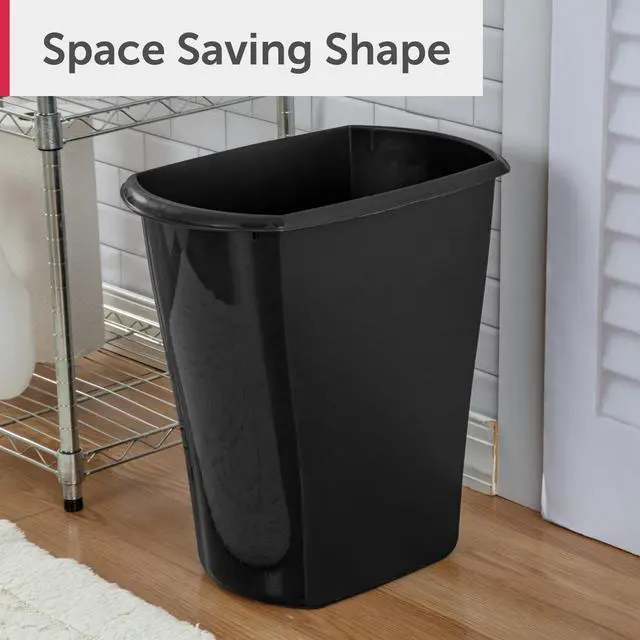Alt view image 4 of 7 - Sterilite Small Bathroom Trash Can, 5.5 Gallon Plastic Garbage Bucket Bin with No Lid, Black