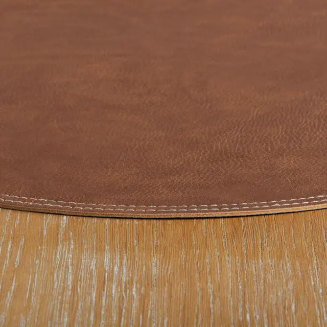 Alt view image 3 of 7 - Better Homes & Gardens Persia Faux Leather Round Placemat, Brown, 15 in, 1 Piece