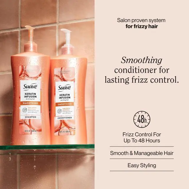 Alt view image 3 of 5 - KeratinInfused Smoothing Conditioner by Suave, CrueltyFree, Improves Shine & Manageability for Dry, Frizzy and OverProcessed Hair