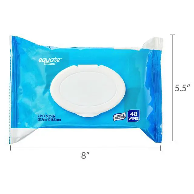 Alt view image 4 of 4 - Equate Flushable Personal Cleansing Wipes, Alcohol, Paraben, PhenoxyethanolFree, Complies with INDA Flushable Guidelines, 7"×5.25" Soft Wipes