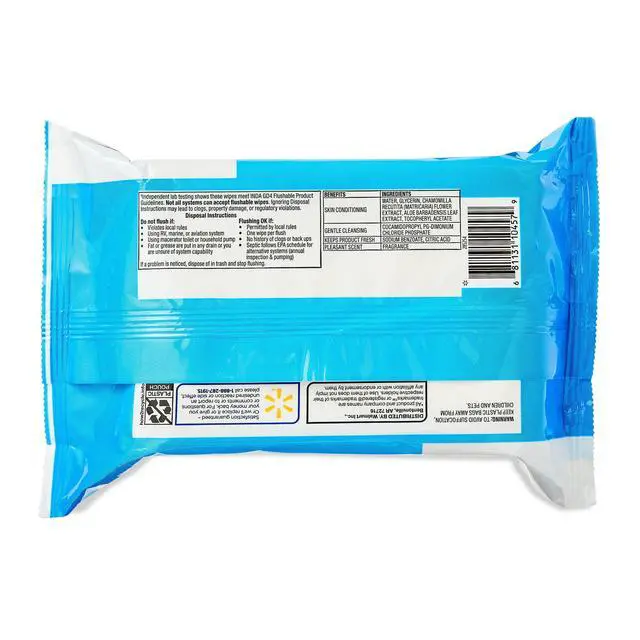 Alt view image 3 of 4 - Equate Flushable Personal Cleansing Wipes, Alcohol, Paraben, PhenoxyethanolFree, Complies with INDA Flushable Guidelines, 7"×5.25" Soft Wipes
