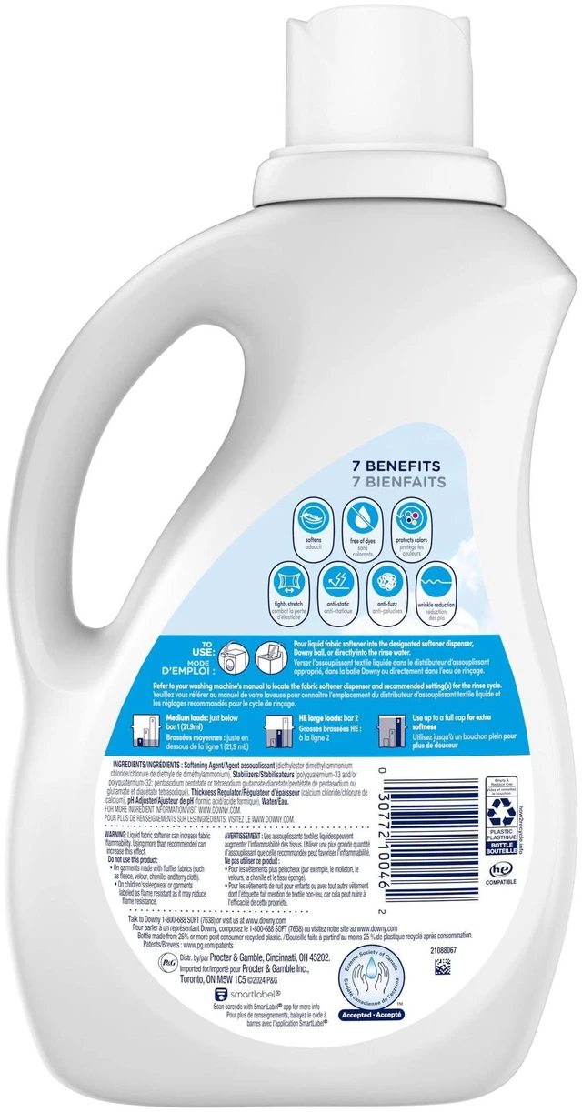 Alt view image 7 of 7 - 77Oz Downy Free & Gentle Liquid Fabric Softener, Hypoallergenic, AntiFuzz & StretchResistant for Household SensitiveSkin Laundry Routine