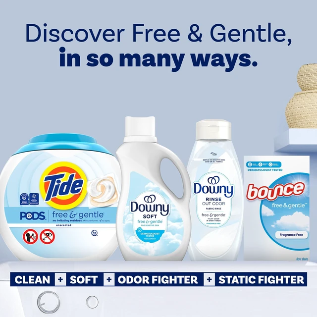 Alt view image 3 of 7 - 77Oz Downy Free & Gentle Liquid Fabric Softener, Hypoallergenic, AntiFuzz & StretchResistant for Household SensitiveSkin Laundry Routine