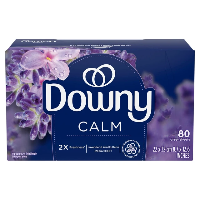 Alt view image 6 of 7 - Downy CALM Mega Dryer Sheets, Lavender and Vanilla Bean, 80 Count
