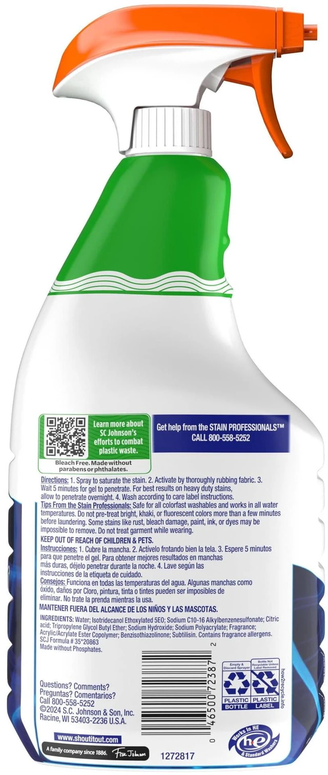 Alt view image 7 of 7 - Shout Laundry Stain Remover, Advanced Acting Gel, 22 FL. OZ.