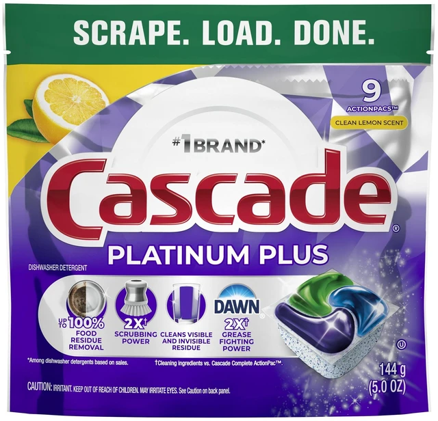 Alt view image 6 of 6 - Cascade Platinum Plus Lemon Dishwasher Pods, Dishwasher Detergent, Dish Detergent Soap, 9 Count