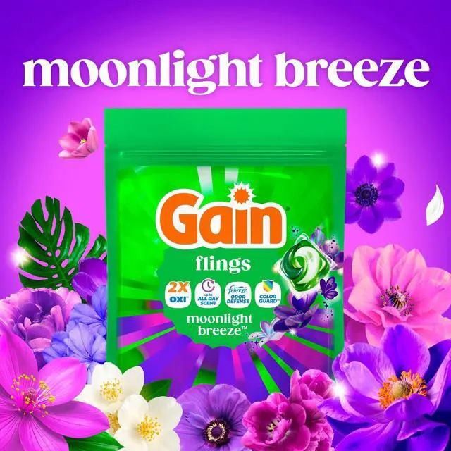 Alt view image 6 of 6 - 12Pack Gain Flings Detergent Pacs, OxiBoost StainFighting & Febreze OdorFighting Technology, Compatible with All Washing Machines & Water Temperatures