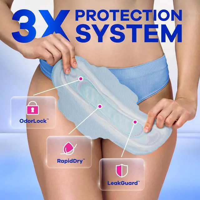 Alt view image 6 of 6 - Always UltraThin Size4 Overnight Pads 16Count Unscented, 45% Extra Back Coverage, RapidDRY & LeakGUARD for Upto11Hour LeakFree Overnight Protection