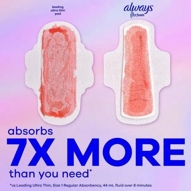 Alt view image 6 of 6 - Always Pocket FlexFoam Menstrual Pads with Wings, PocketSized FullSize Protection, ZeroFeel ZeroBunch Hypoallergenic Pads, #1 OBGYNRecommended, FSA/HSA Eligible