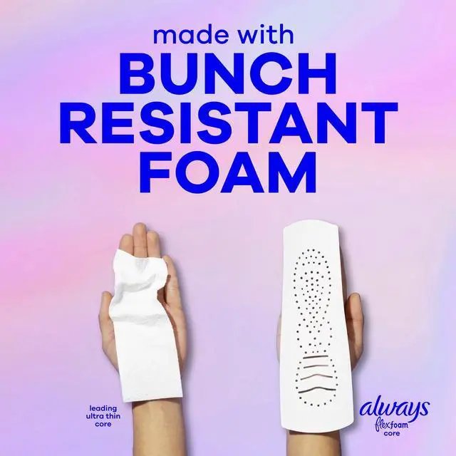 Alt view image 5 of 6 - Always Pocket FlexFoam Menstrual Pads with Wings, PocketSized FullSize Protection, ZeroFeel ZeroBunch Hypoallergenic Pads, #1 OBGYNRecommended, FSA/HSA Eligible