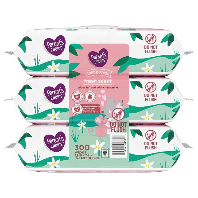 Alt view image 5 of 5 - Baby Wipes 300Count (3×100), 99% Water & PlantBased UltraThick Quilted Wipes with Chamomile Extract, Hypoallergenic pHBalanced, FlipTop Resealable Pouch