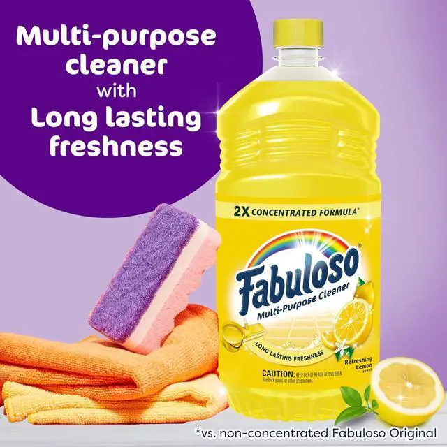 Alt view image 4 of 5 - 1. Fabuloso 2X Concentrated MultiPurpose Liquid Cleaner 56 fl oz, Refreshing Lemon Scent, MultiSurface Household Cleaning for Floors Counters & Bathrooms