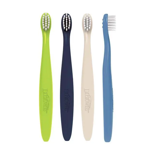 Alt view image 5 of 6 - Dr. Brown's Manual Infant Training Toothbrushes 4Pack, Soft Bristles, BuiltIn Tongue Scraper, Lightweight TravelSize Baby Oral Care Brushes With Comfort Grip