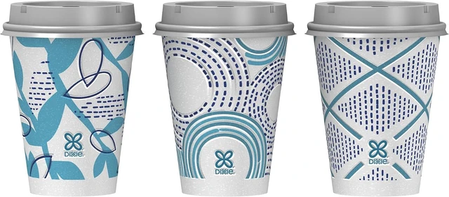 Alt view image 3 of 6 - Dixie ToGo 12oz Multicolor Disposable Paper Cups 14Count, Insulated NonSlip PerfecTouch Grip, LeakProof Lids, 80% PlantBased Materials, Fit Car Cup Holders
