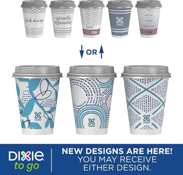 Alt view image 2 of 6 - Dixie ToGo 12oz Multicolor Disposable Paper Cups 14Count, Insulated NonSlip PerfecTouch Grip, LeakProof Lids, 80% PlantBased Materials, Fit Car Cup Holders